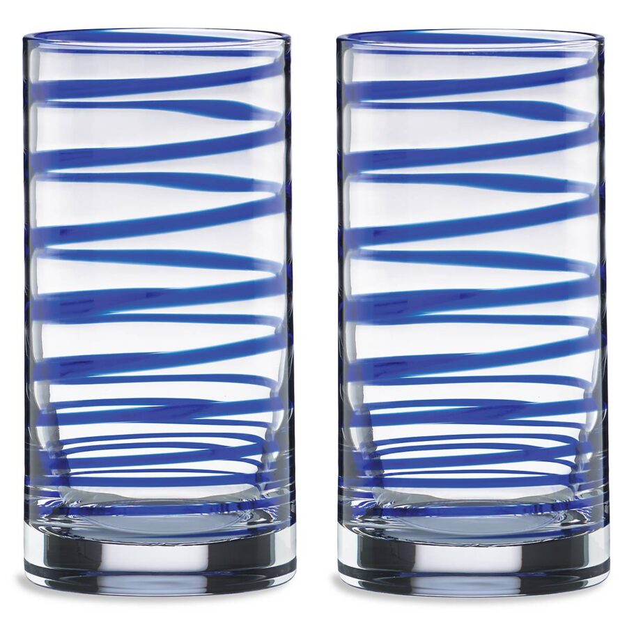 Modern Stripe Highball Glasses, Set of 2