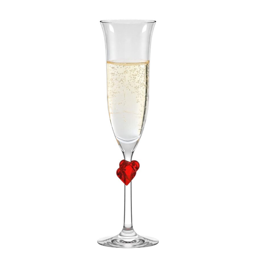 Red Heart Champagne Flute 6 oz